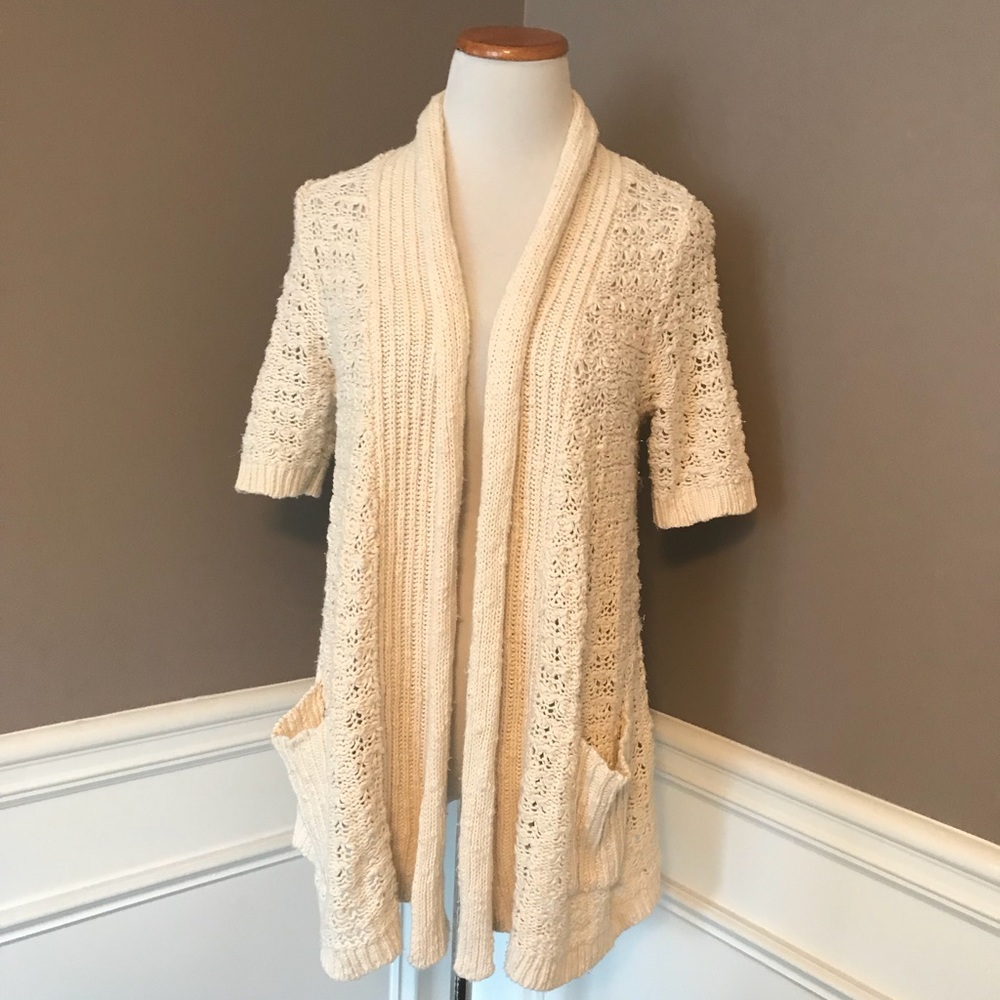 Anthropologie Moth size S Ivory short sleeve cardi